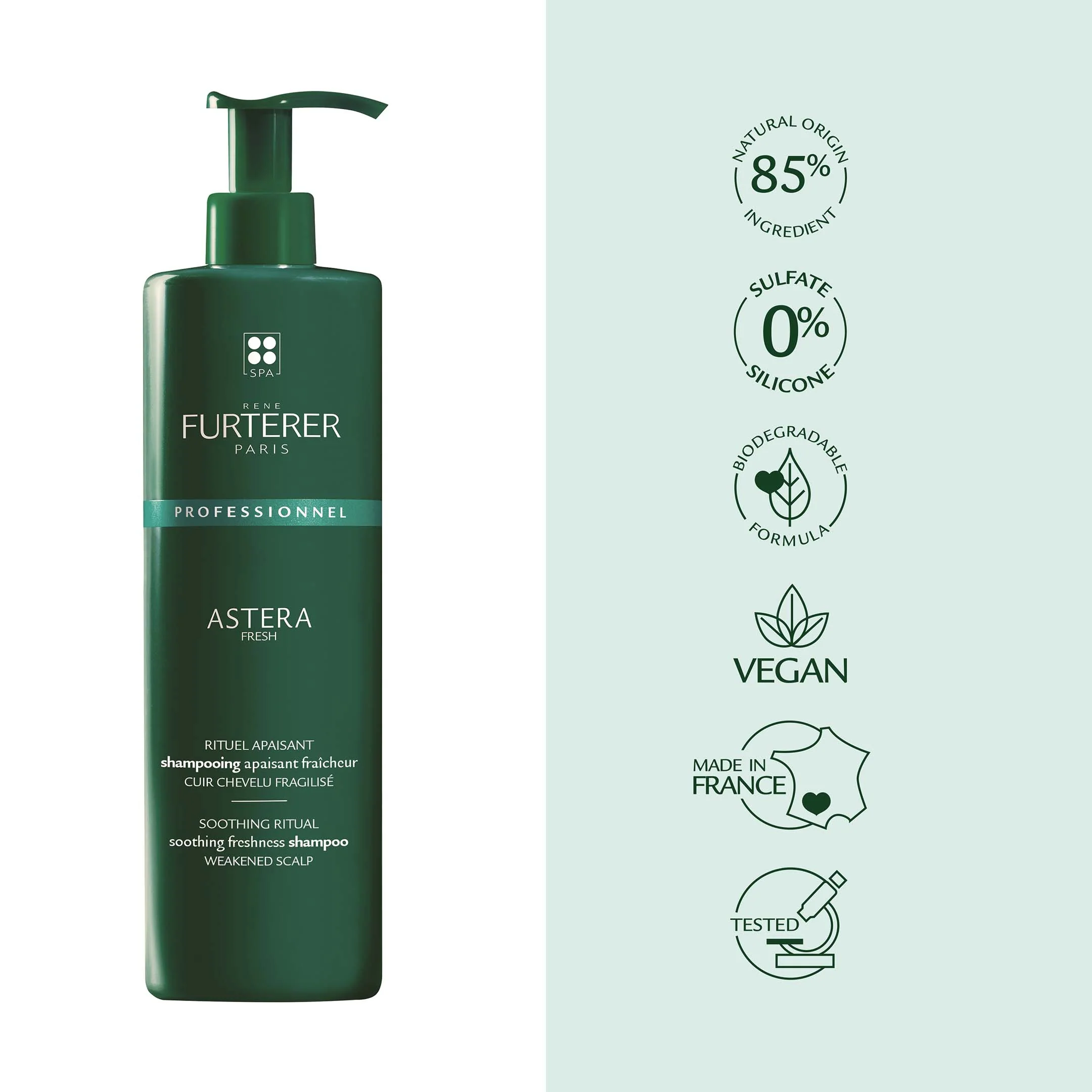 René Furterer Soothing Freshness Shampoo - Shampoo For Weakened Scalps - Astera Fresh - 600Ml - Image 8